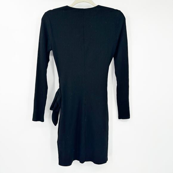 Reformation Womens Party Going Out Cali Tie Side Ribbed Mini Dress Size M Black - Picture 6 of 6